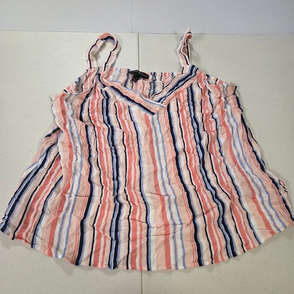 Lane Bryant Womens Plus 24 Pink Blue Striped V-Neck Sleeveless Cami Tank Top